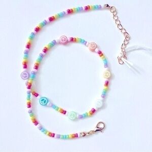 Handmade Beaded Necklace with Peace Signs | A10